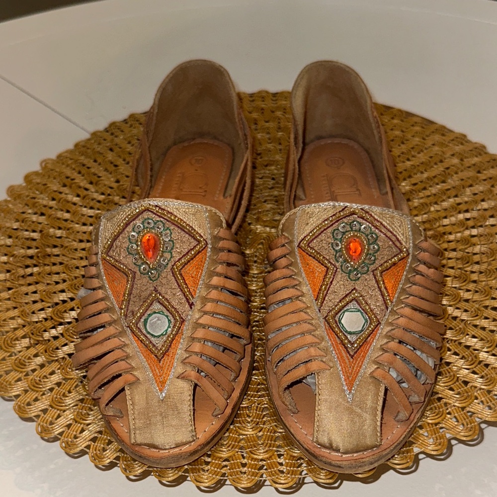 CL by Laundry Women's Tan Embellished Flats